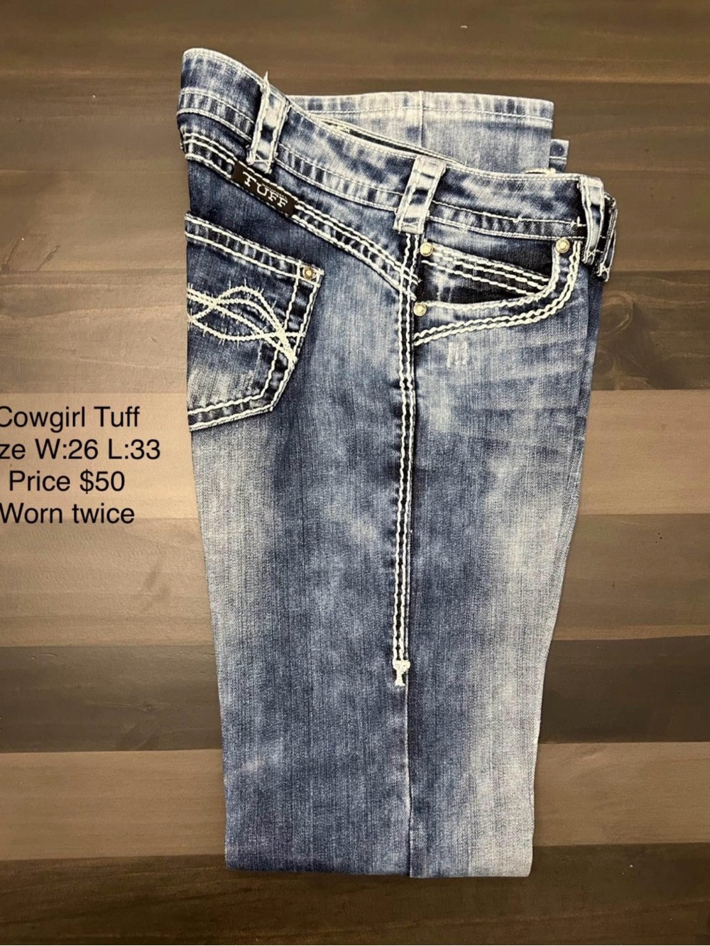 Cowgirl Tuff Women's Faded Blue Bootcut Jeans